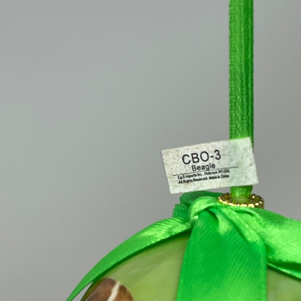 Beagle Dog Breed Christmas Ornament Round Ball Green Holiday Decor CBO-3 NIB - Picture 7 of 7